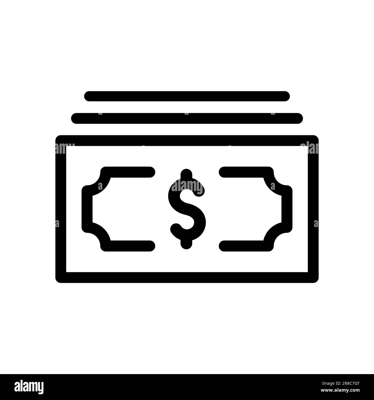Monoline segno dollaro denaro cash line logo icona, registrare il pagamento. Finanza concetto di banca di investimento di profitto di affari Illustrazione Vettoriale