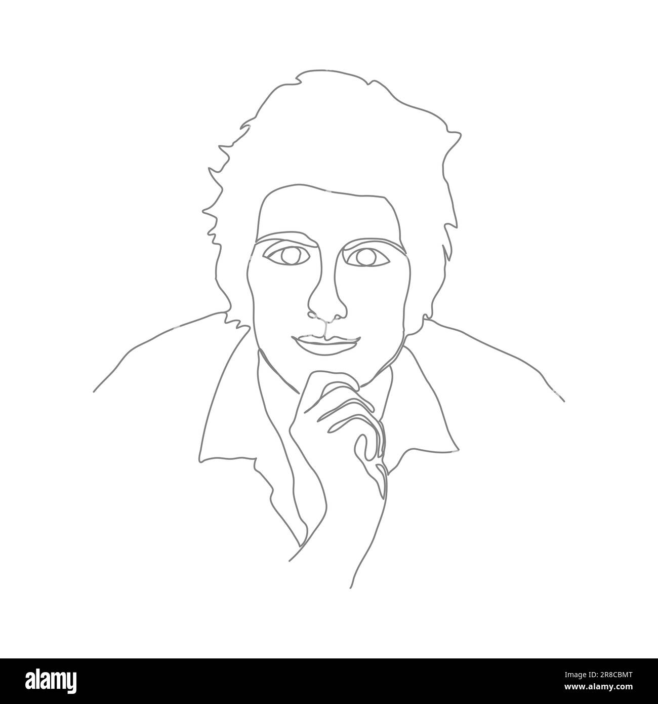 Ritratto astratto di un uomo in stile linea continua. Illustrazione per poster, stampe e design creativo Illustrazione Vettoriale