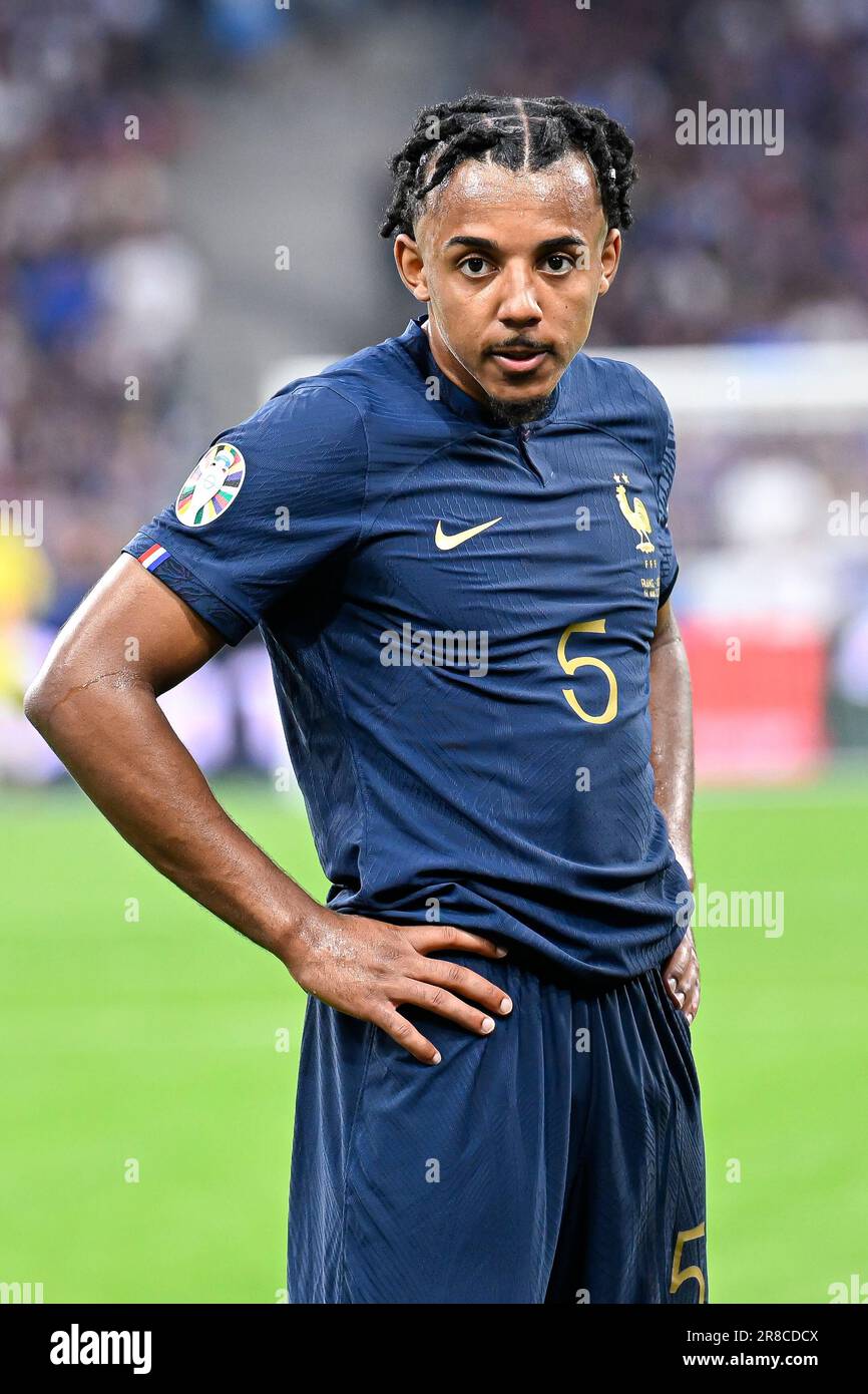 Parigi, Francia. 19th giugno, 2023. Jules Kounde durante i qualificatori europei UEFA euro 2024, partita di calcio tra Francia e Grecia il 19 giugno 2023 allo Stade de France di Saint-Denis, Francia. Credit: Victor Joly/Alamy Live News Foto Stock