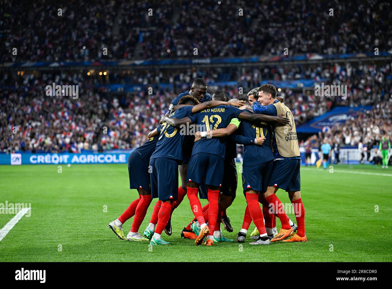 Parigi, Francia. 19th giugno, 2023. Kylian Mbappe festeggia un gol con la squadra francese durante i qualificatori europei UEFA euro 2024, partita di calcio tra Francia e Grecia il 19 giugno 2023 allo Stade de France a Saint-Denis, Francia. Credit: Victor Joly/Alamy Live News Foto Stock