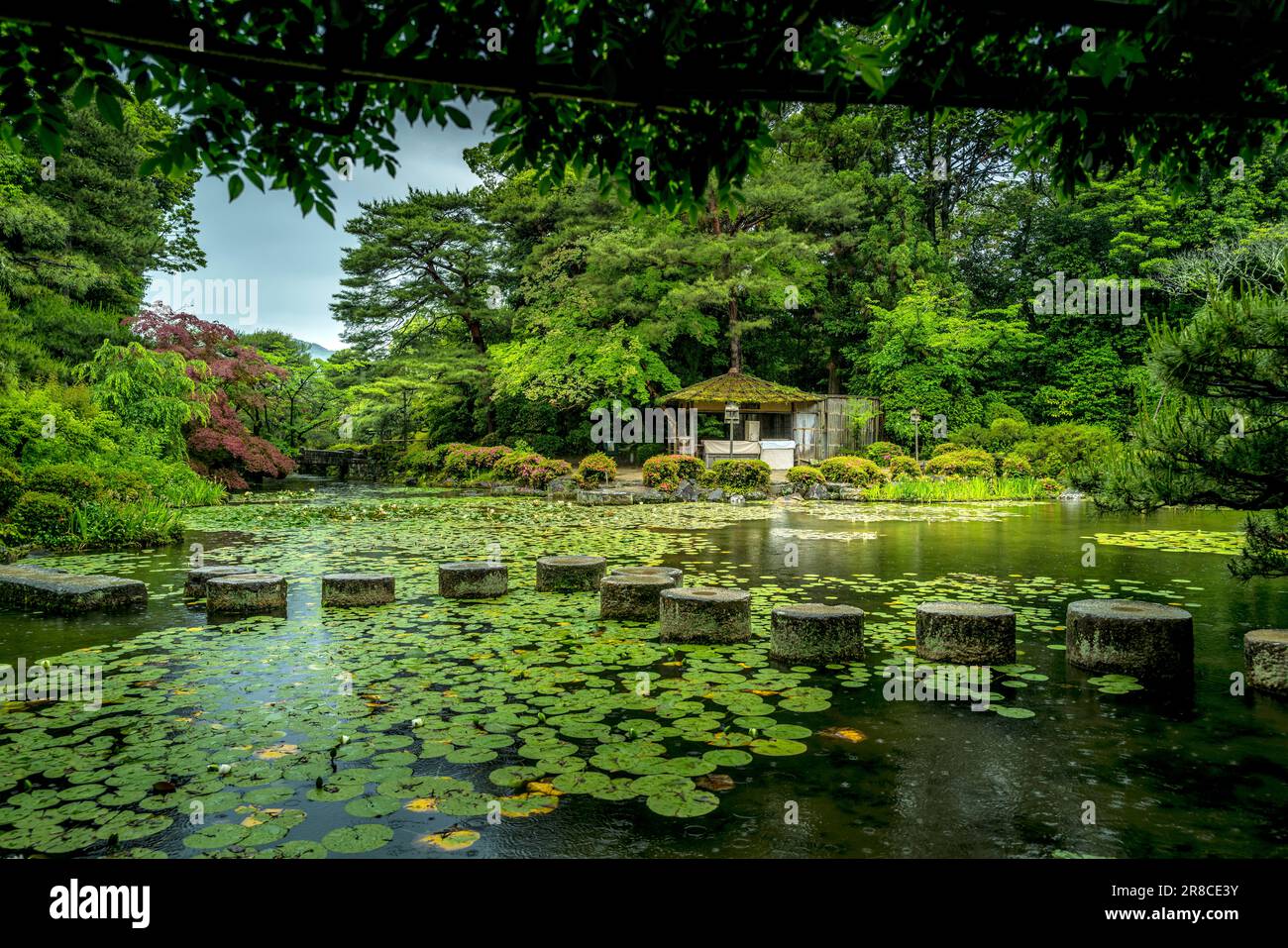 I giardini del Santuario di Heian-jingū, Kyoto Giappone Foto Stock