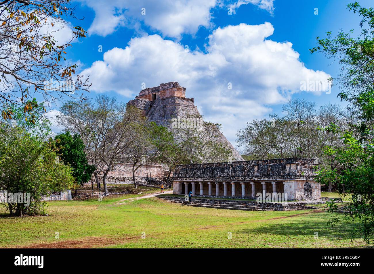 Piramide Maya chiamata del mago nel sito patrimonio dell'umanità dell'UNESCO di Uxmal, a Yucatan, Messico Foto Stock