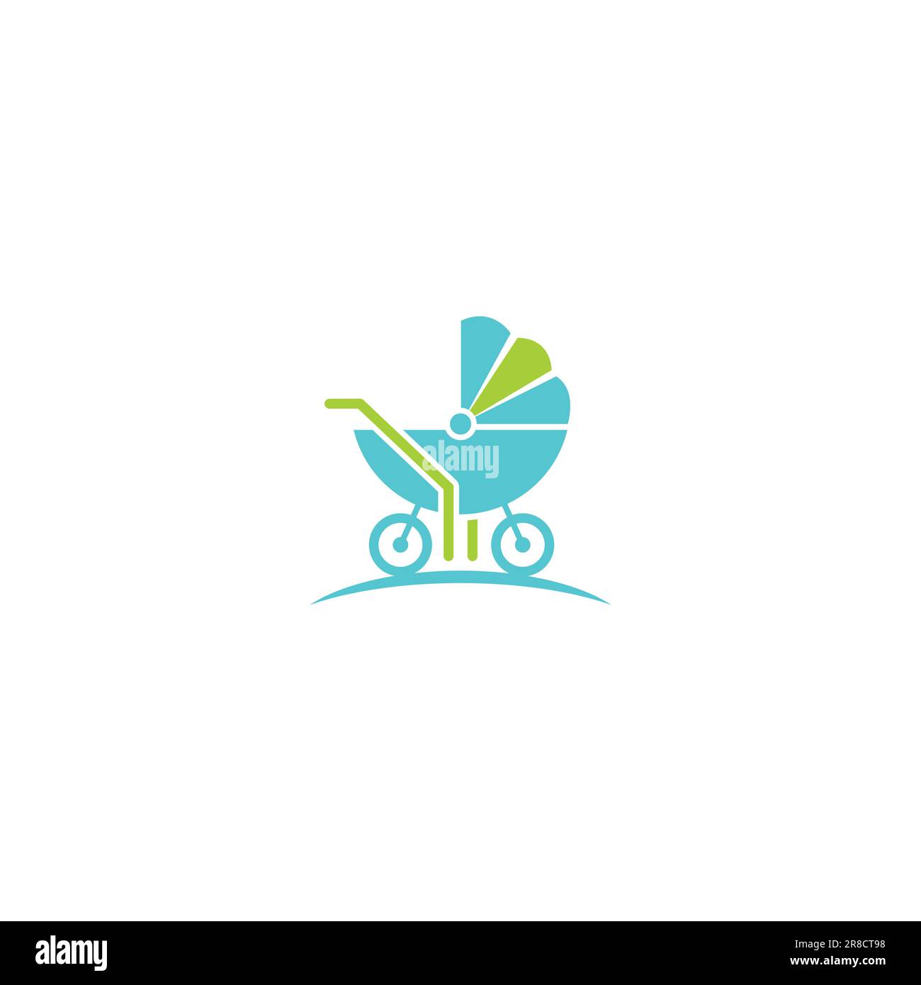 Logo baby Stroller. Illustrazione del vettore di colore blu del passeggino Illustrazione Vettoriale