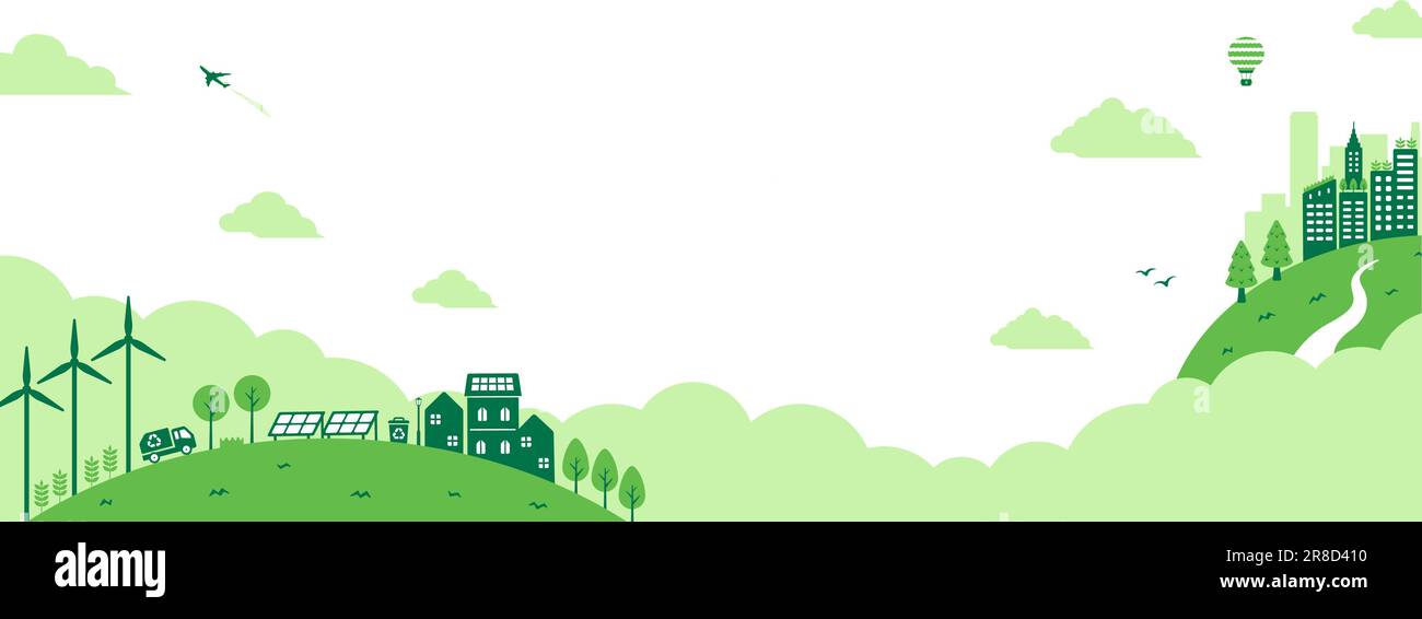 Ecologia motivo vettore banner illustrazione ( SDG, conservazione della natura ) | senza sfondo Illustrazione Vettoriale