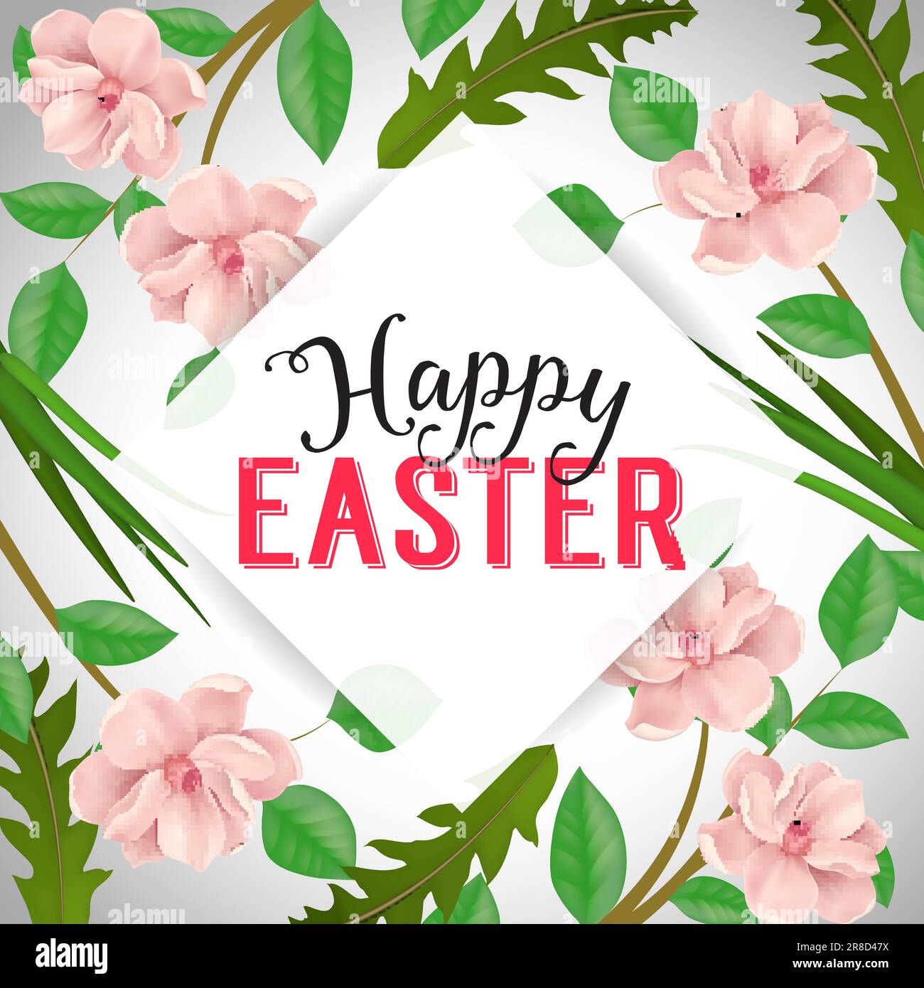 Buona Pasqua scritta su Piazza, piante Illustrazione Vettoriale