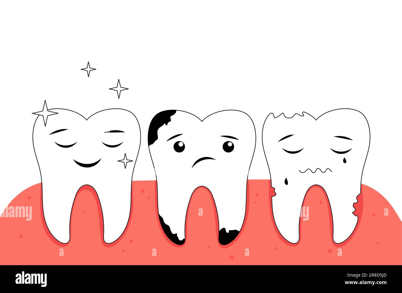 Concetto di pulizia della linea dei denti sporchi Illustrazione Vettoriale