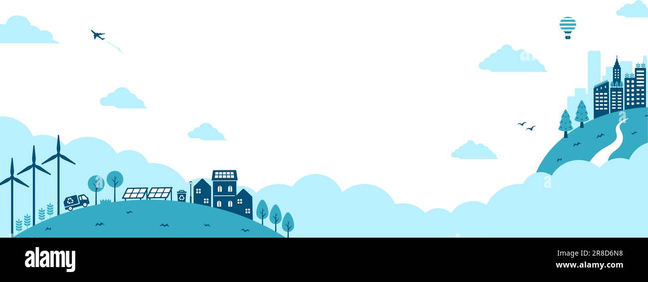 Ecologia motivo vettore banner illustrazione ( SDG, conservazione della natura ) | senza sfondo Illustrazione Vettoriale