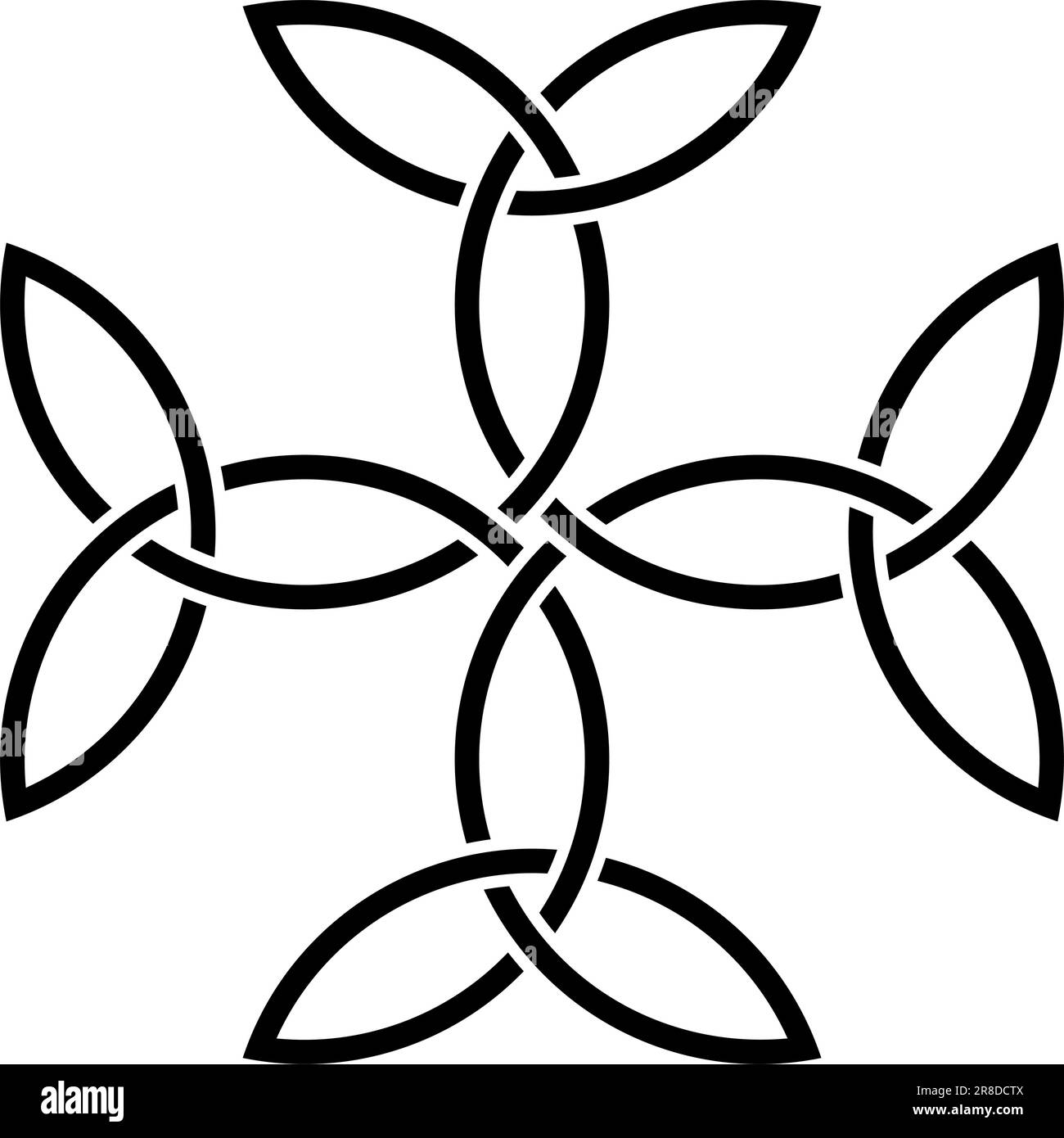 Croce carolingia in nero. Simbolo celtico. Sfondo isolato. Simboleggia l'unità, l'equilibrio e Dio. Illustrazione Vettoriale