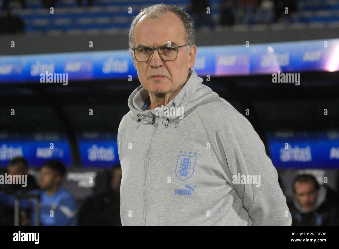 Montevideo, Uruguay. 20th giugno, 2023. Estadio Centenario tecnico Marcelo Bielsa dell'Uruguay, durante l'amichevole incontro tra Uruguay e Cuba, questo martedì 20 all'Estadio Centenario. €30761 (Pool Pelaez Burga/SPP) Credit: SPP Sport Press Photo. /Alamy Live News Foto Stock