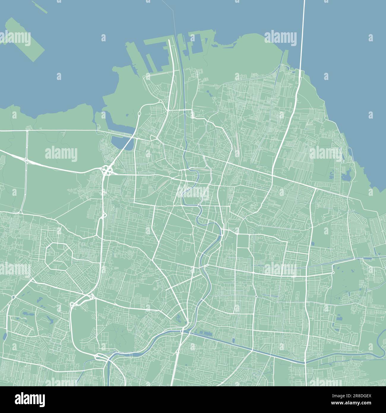 Mappa vettoriale di Surabaya, Indonesia. Illustrazione del poster della mappa stradale della città urbana. Surabaya mappa art.. Illustrazione Vettoriale