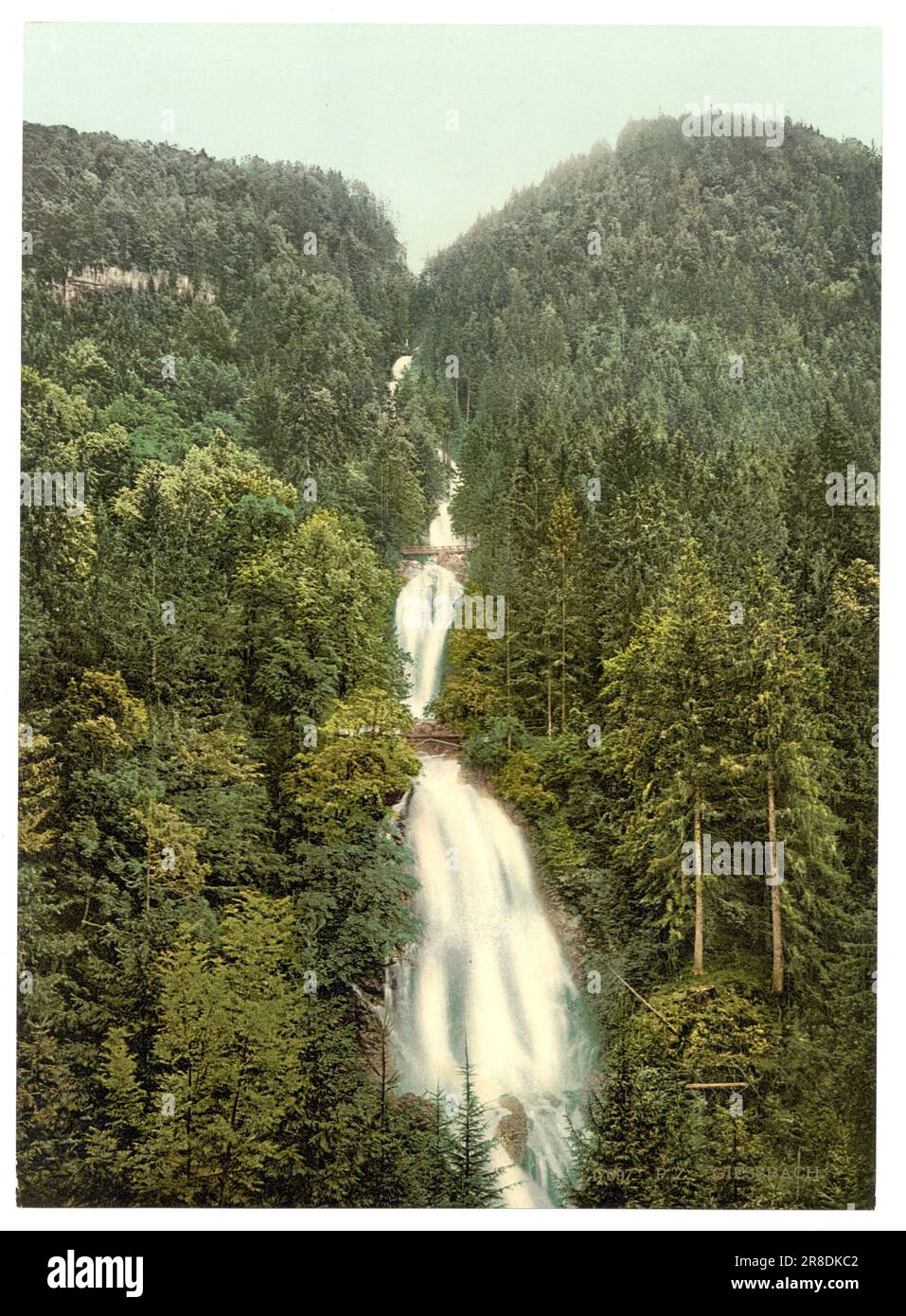Cascate Giessbach, Lago Brienz, Brienz, Oberland Bernese, Berna, Svizzera 1890. Foto Stock