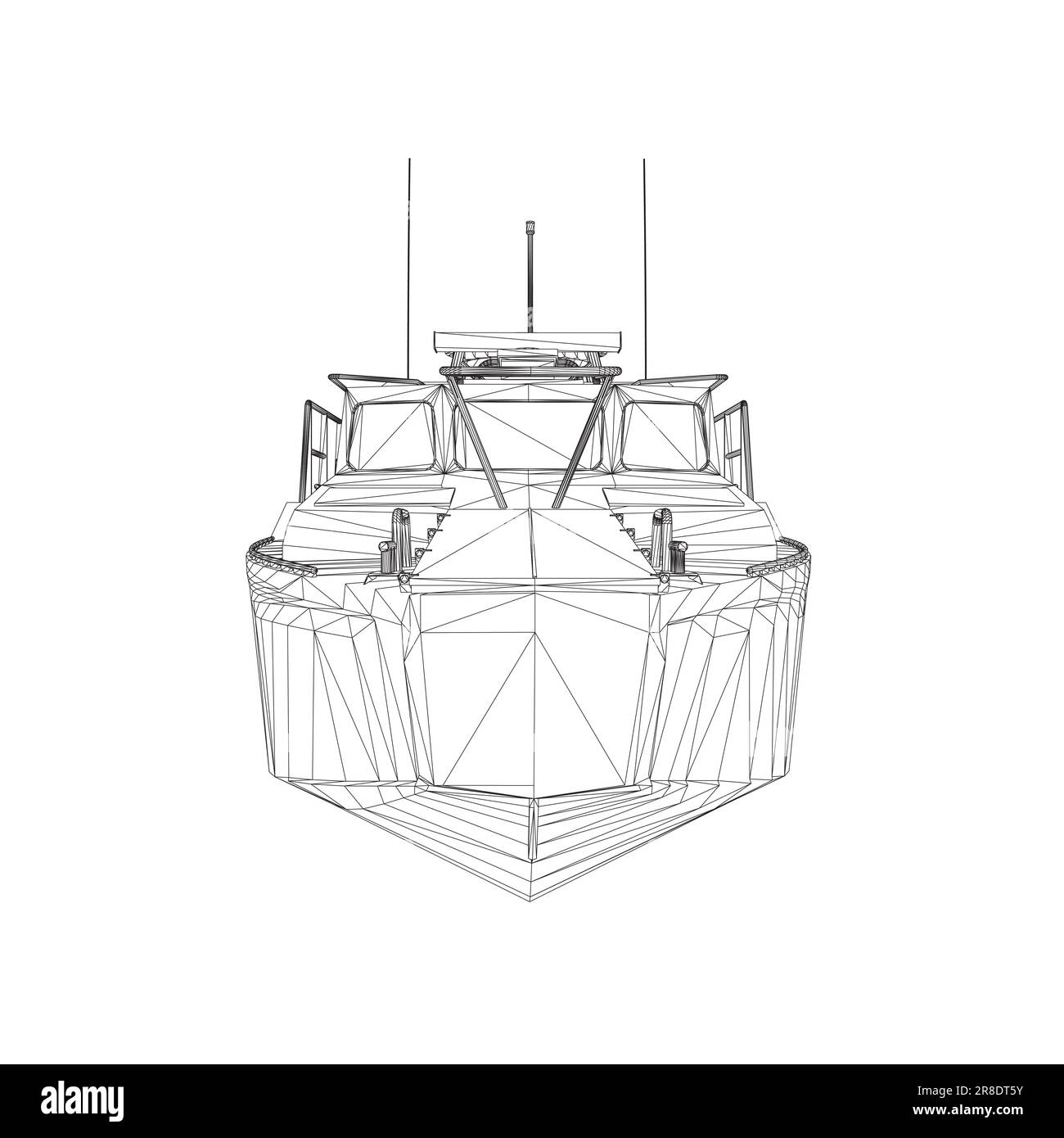 Wireframe icona nave da guerra. Navi militari e navali. immagini vettoriali isolate. Vettore wireframe della nave militare. iso vettore modello veicolo militare Illustrazione Vettoriale
