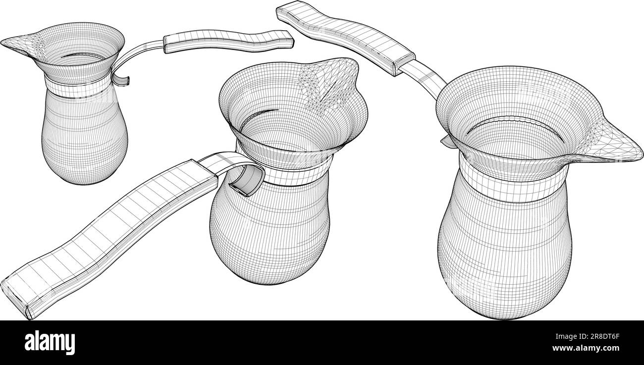 Macchina per caffè turco Vector. Illustrazione isolata su sfondo bianco. Illustrazione vettoriale di una caffettiera turca. Illustrazione Vettoriale
