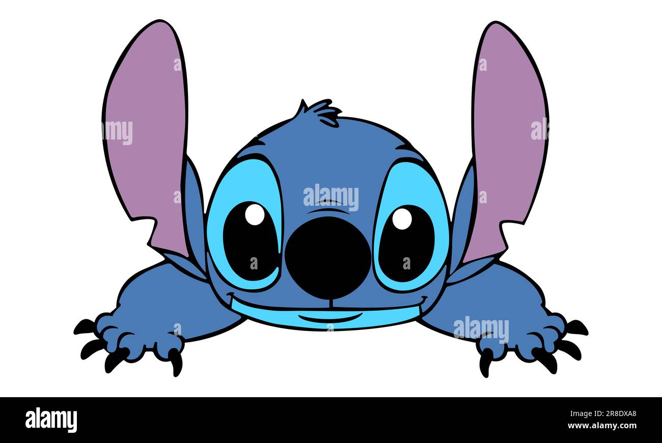 Personaggio Disney Stitch Cartoon. Illustrazione vettoriale isolata su sfondo bianco Illustrazione Vettoriale
