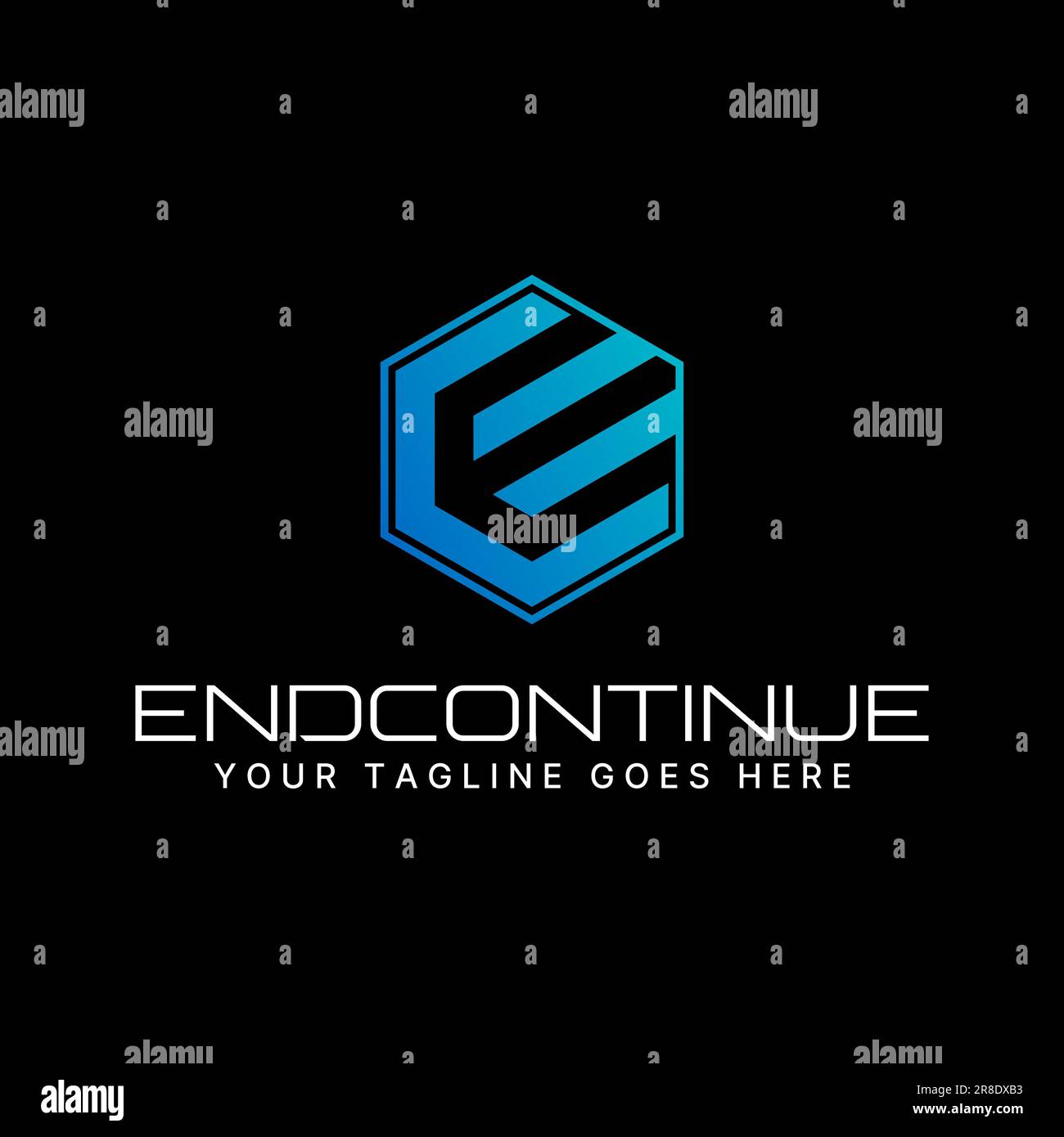 Design del logo concetto grafico astratto creativo borsistico vettoriale premium gratuito font lettera e o CE su esagono spazio negativo. Relativo al monogramma tipografico Illustrazione Vettoriale