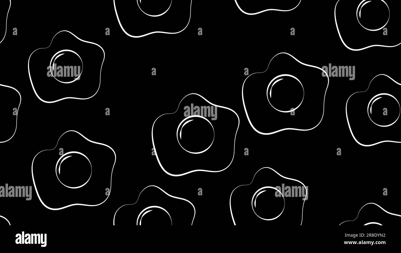 uova strapazzate su sfondo nero, illustrazione vettoriale, motivo. uovo con tuorlo giallo. colazione deliziosa. illustrazione perfetta. sfondo in Illustrazione Vettoriale