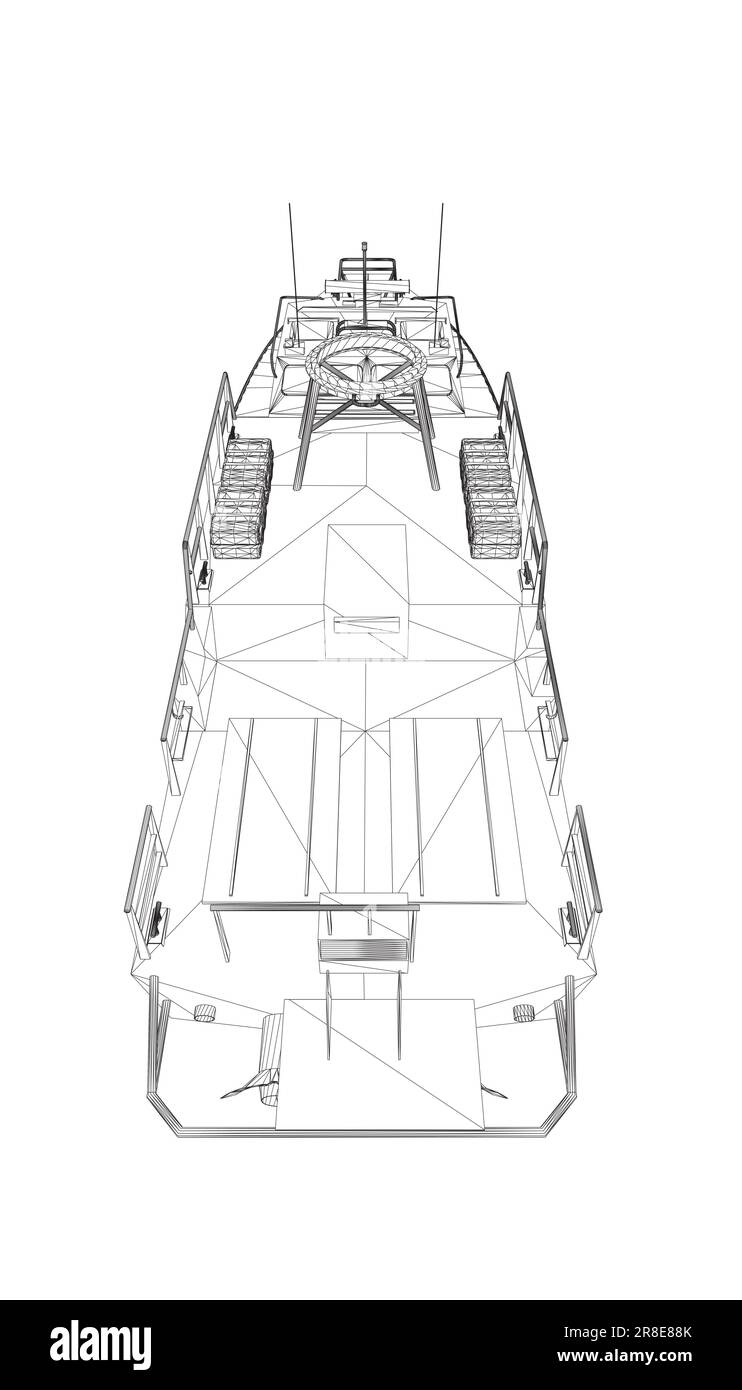Wireframe icona nave da guerra. Navi militari e navali. immagini vettoriali isolate. Vettore wireframe della nave militare. iso vettore modello veicolo militare Illustrazione Vettoriale