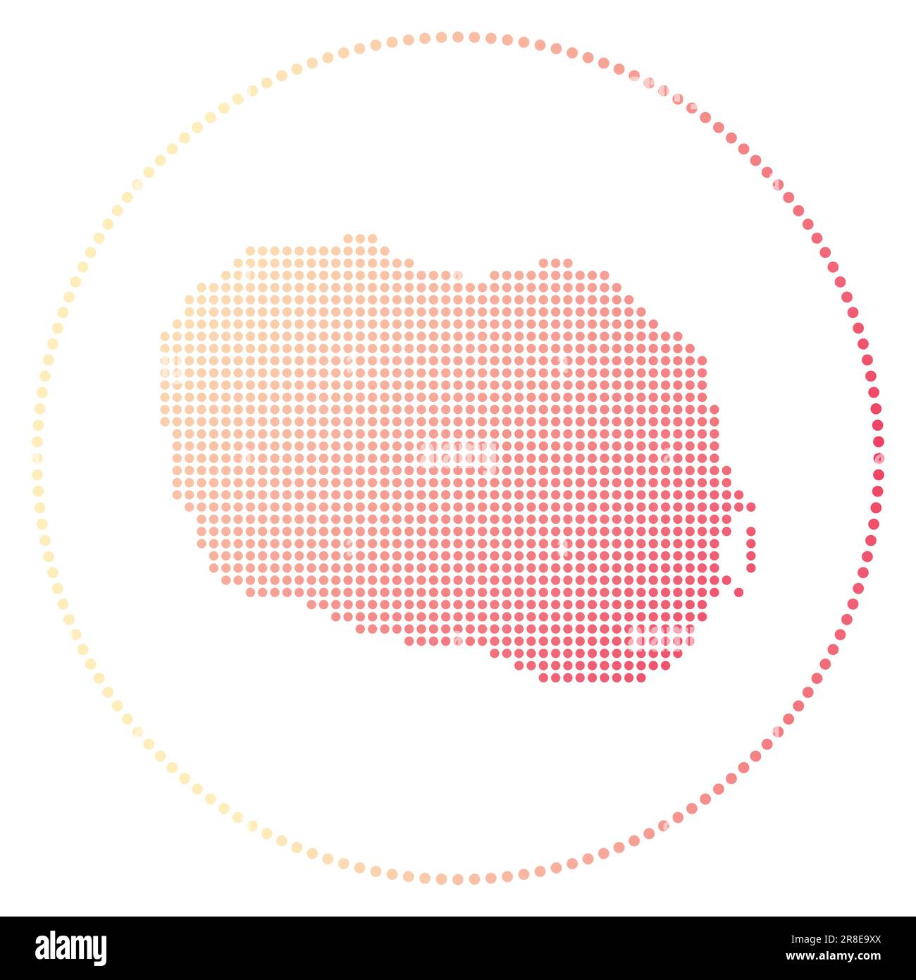 Badge digitale Rarotonga. Mappa in stile punteggiato di Rarotonga in cerchio. Icona tecnologica dell'isola con punti sfumati. Incredibile illustrazione vettoriale. Illustrazione Vettoriale