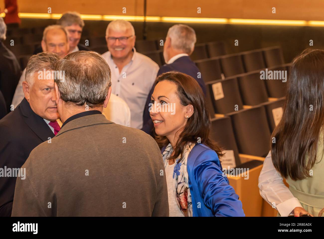 Pontevedra, Spagna. Giu, 20th 2023. Il capo del governo galiziano, Alfonso Rueda, accompagnato dal primo vicepresidente e consigliere di Presidenza, Giustizia e Sport, Diego Calvo, presiederà l'inaugurazione di Agustín Reguera come nuovo delegato territoriale della Xunta de Galicia a Pontevedra. Presso la sede della delegazione territoriale. Xan Gasalla / Alamy Live News Foto Stock