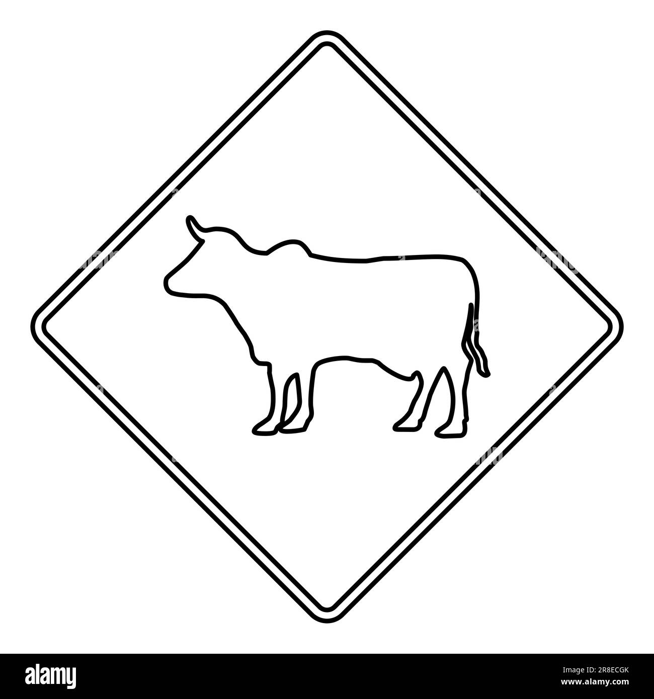 Cartello stradale bestiame. Illustrazione su sfondo bianco. Illustrazione Vettoriale