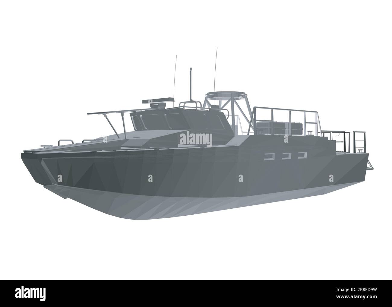 Icona della nave da guerra poligonale grigia. Navi militari e navali. immagini vettoriali isolate. Vettore poligonale della nave militare. Modello veicolo militare vecto Illustrazione Vettoriale