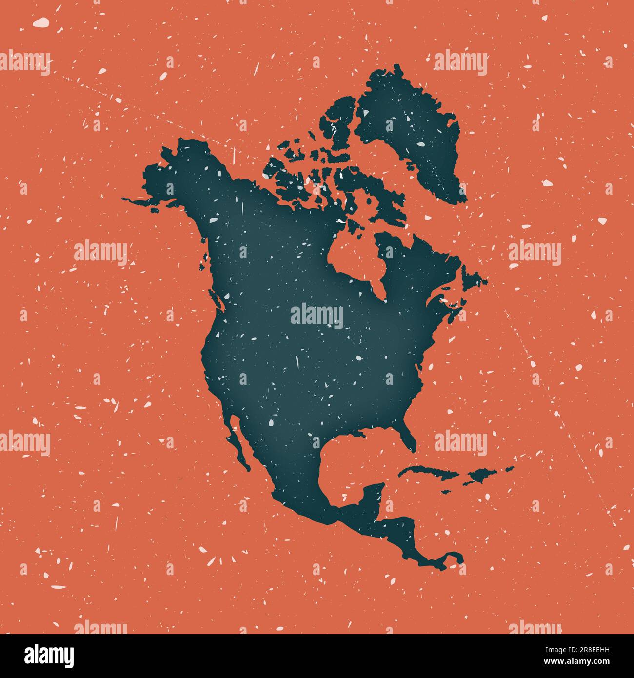 Mappa del Nord America vintage. Mappa grunge del continente con texture afflitta. Poster per il Nord America. Illustrazione vettoriale. Illustrazione Vettoriale