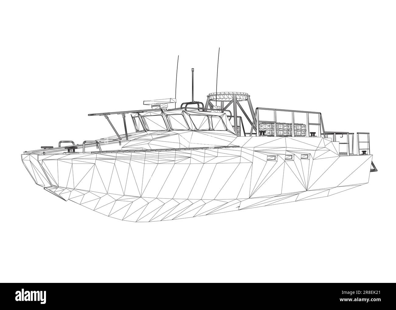 Wireframe icona nave da guerra. Navi militari e navali. immagini vettoriali isolate. Vettore wireframe della nave militare. iso vettore modello veicolo militare Illustrazione Vettoriale