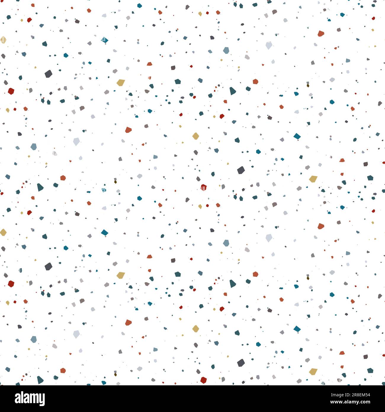 Terrazzo caotico motivo senza cuciture con piccole scaglie e frammenti di piastrelle. Ornamento per stampa su tessuto, copertina e confezionamento. Linea colore vecto Illustrazione Vettoriale