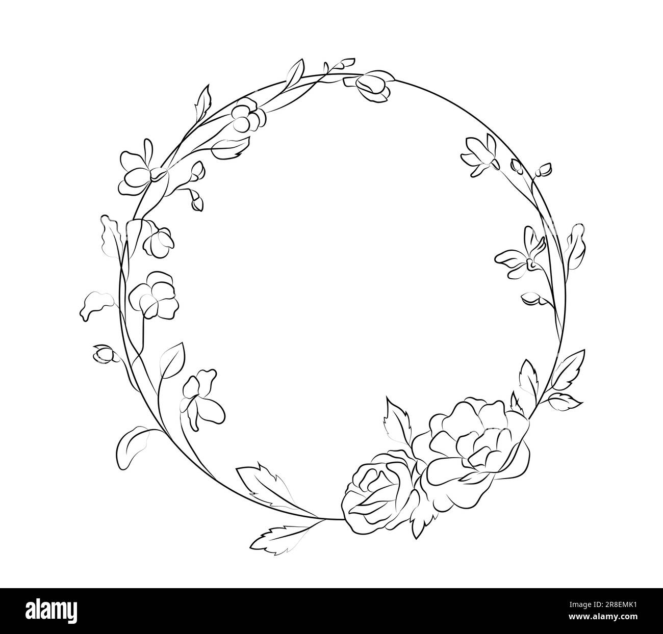Cornice circolare floreale Illustrazione Vettoriale Cornice circolare floreale Illustrazione Vettoriale