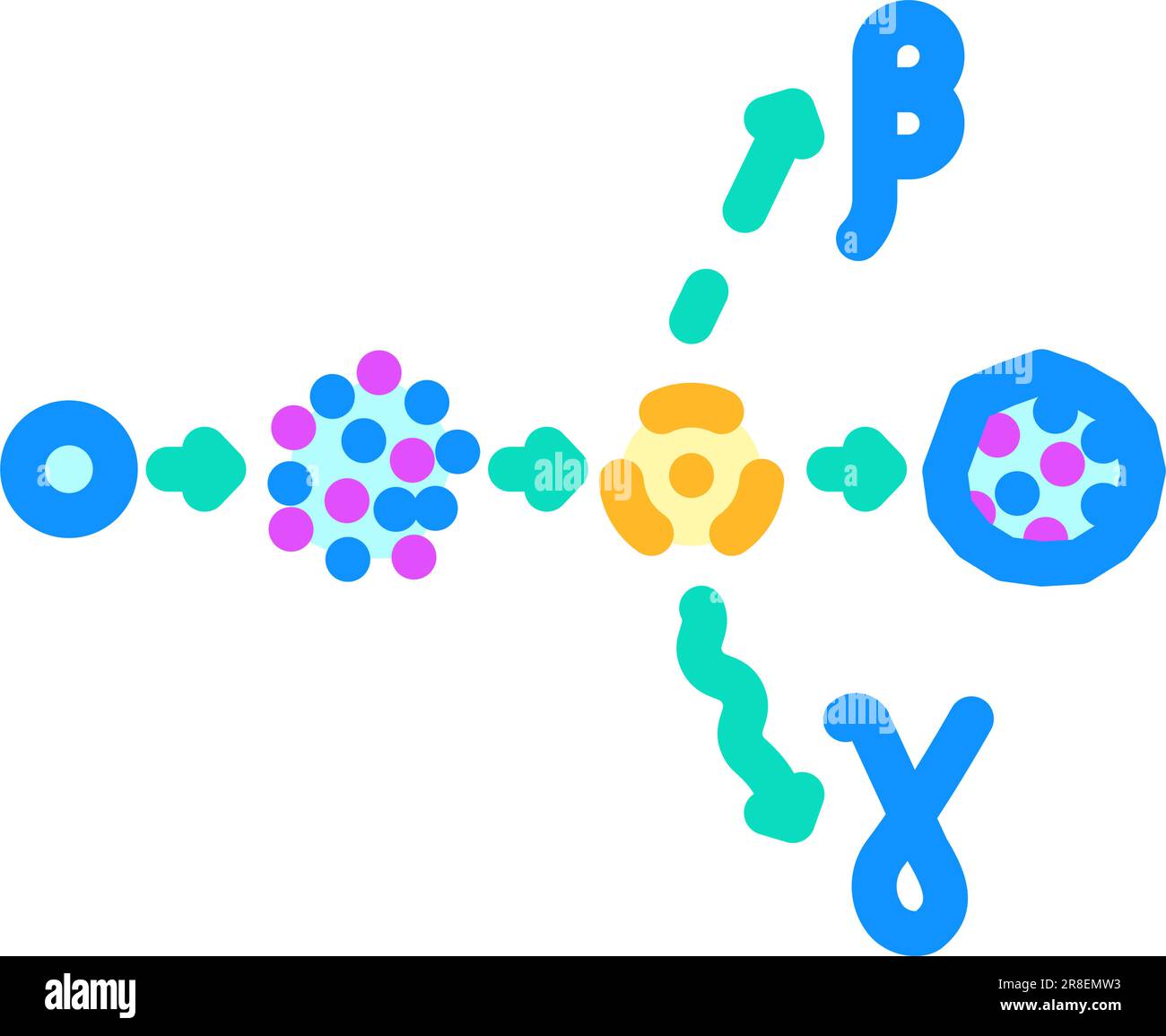 attivazione dei neutroni icona a colori energia nucleare illustrazione vettoriale Illustrazione Vettoriale