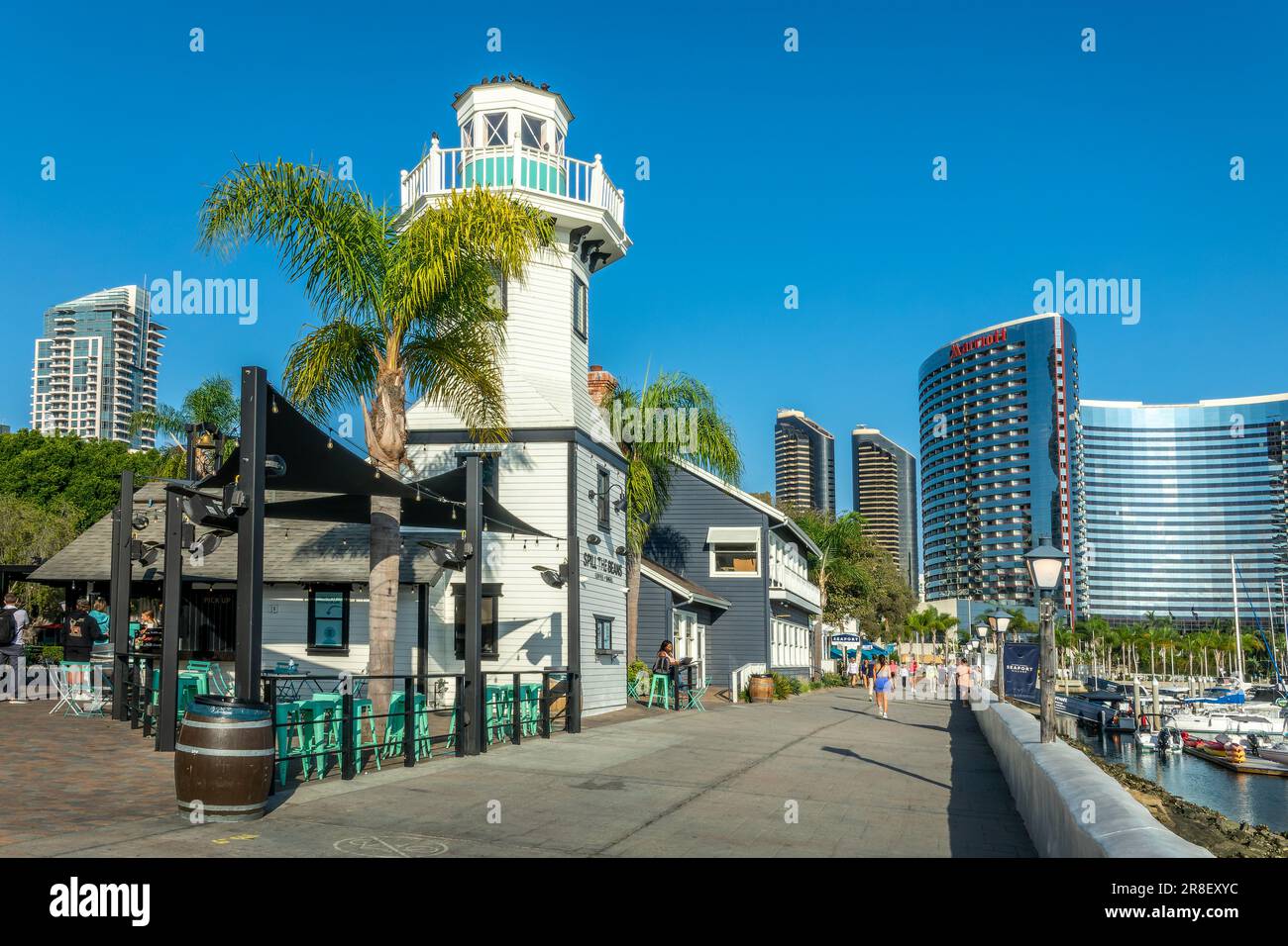 Vecchia casa di legno a San Diego Seaport villaggio, California Foto Stock