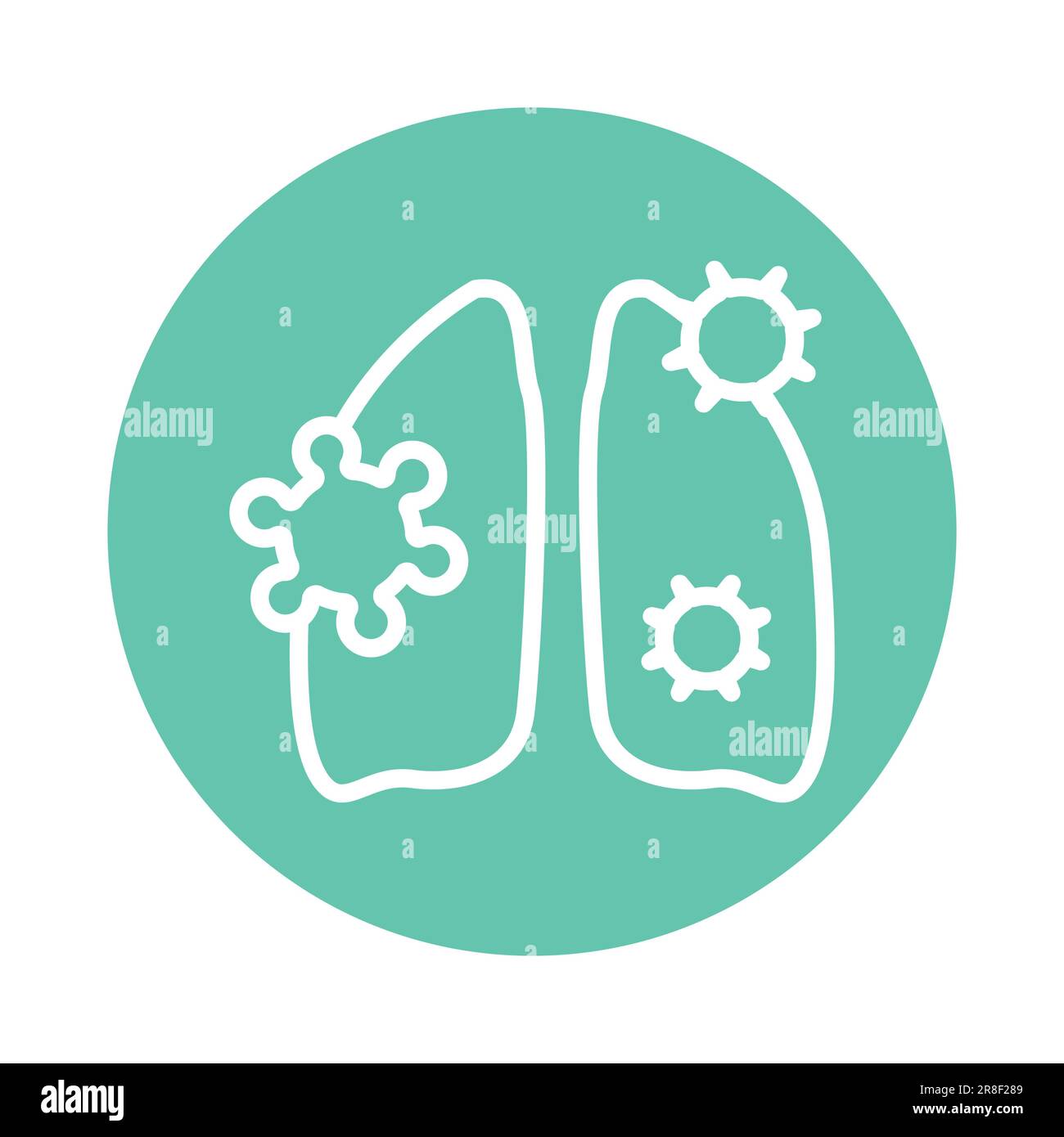Icona della linea colorata dei polmoni della malattia infettiva. Elemento vettoriale isolato. Pittogramma per pagina web, app mobile, promo Illustrazione Vettoriale