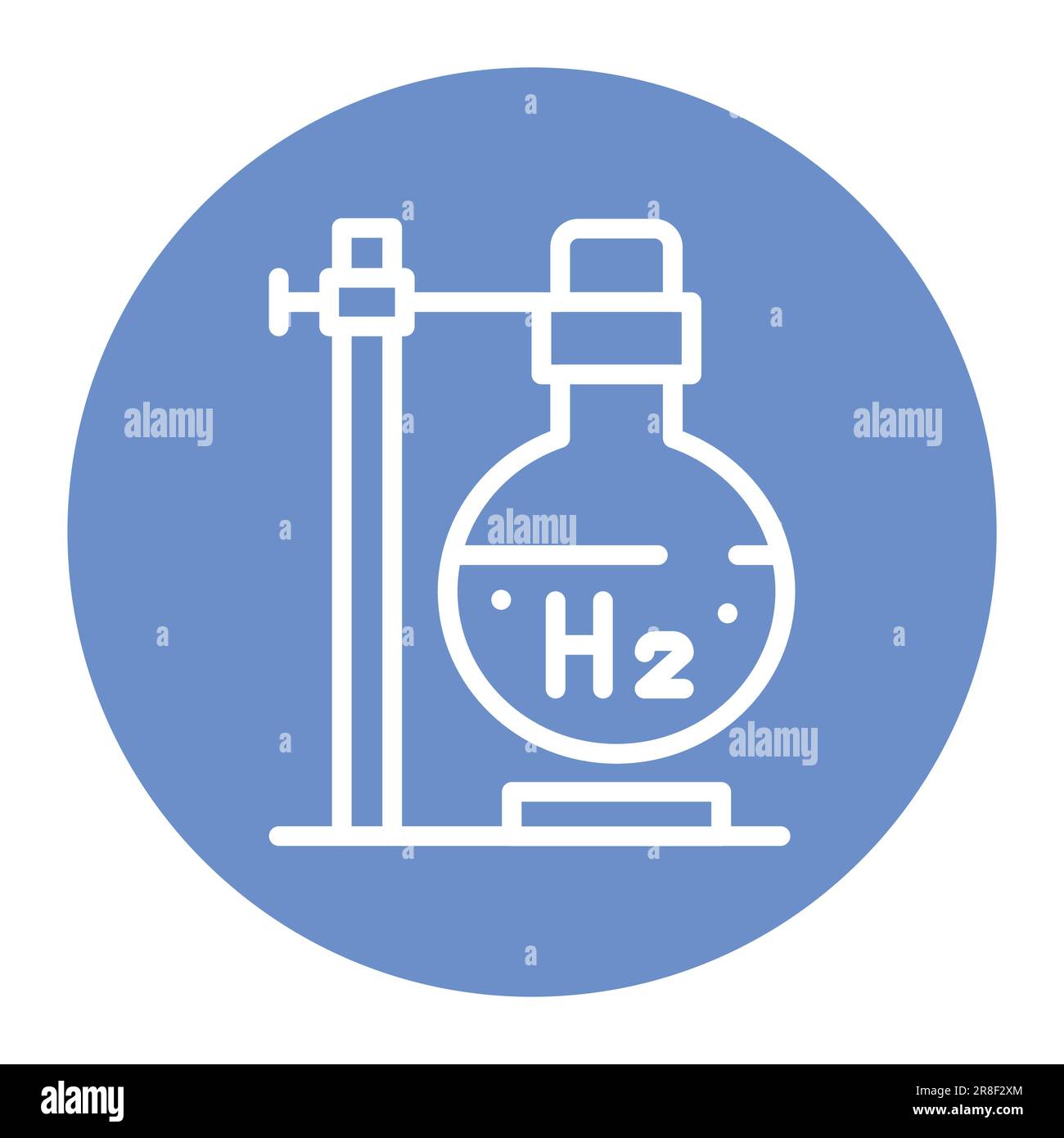 Icona della linea di colore H2 dell'industria chimica. Energia di idrogeno. Elemento vettoriale isolato. Pittogramma a contorno per pagina web, app mobile, promo Illustrazione Vettoriale