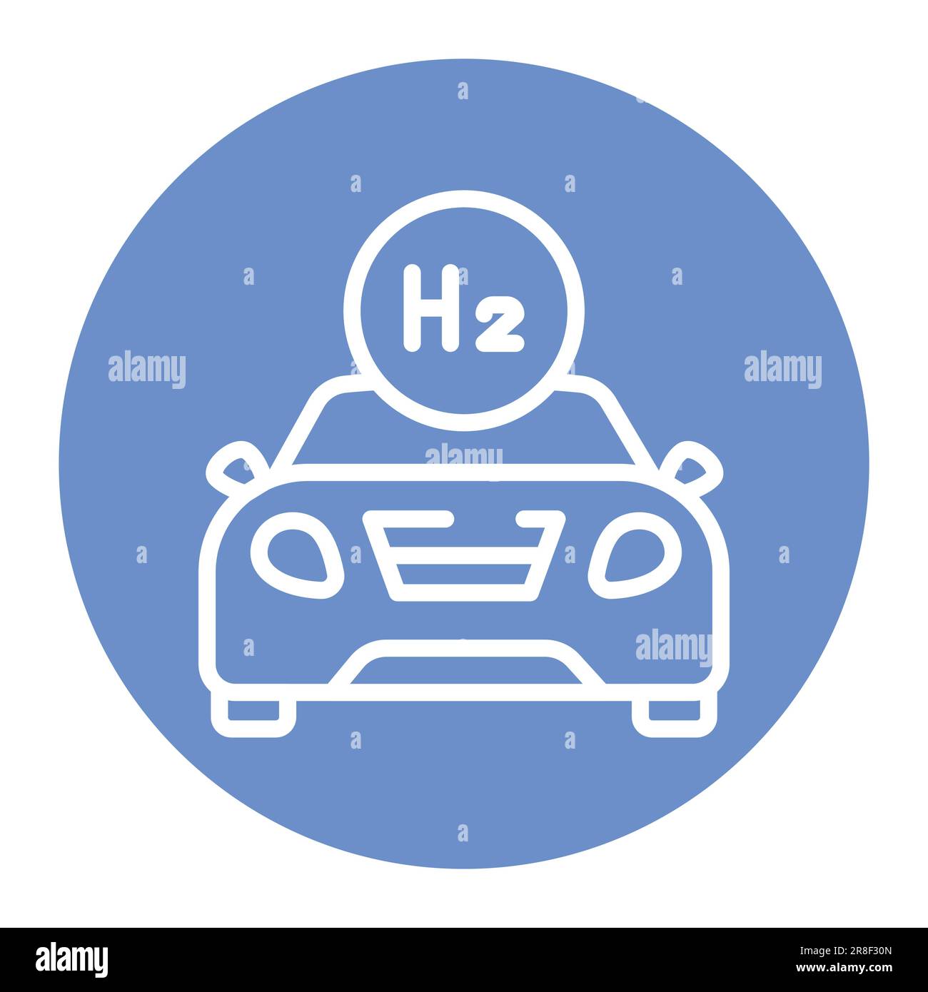 Il trasporto utilizza un'icona a linea di colore H2. Energia di idrogeno. Elemento vettoriale isolato. Pittogramma a contorno per pagina web, app mobile, promo Illustrazione Vettoriale
