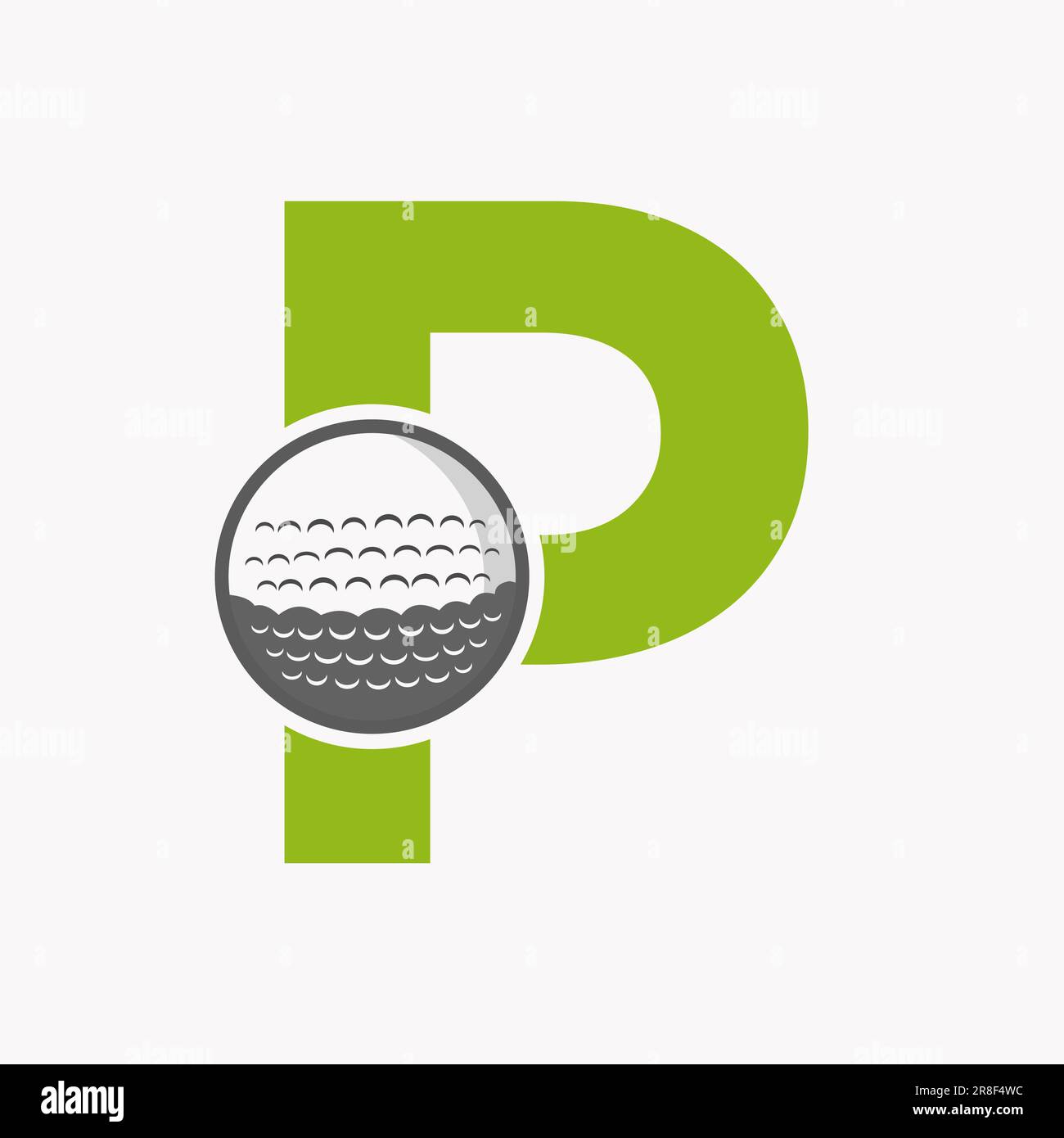 Logo Golf sulla lettera P. Initial Hockey Sport Academy Sign, Club Symbol Illustrazione Vettoriale