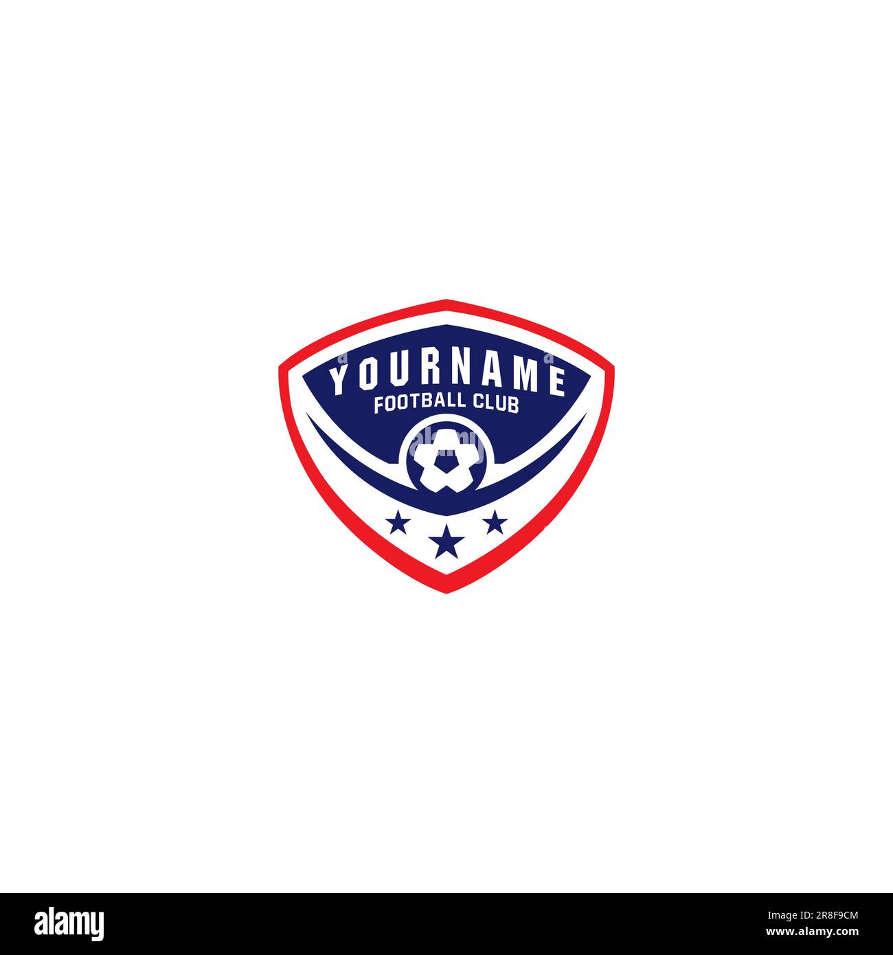 Logo Foot Ball Club. Design con logo pallone da calcio Illustrazione Vettoriale