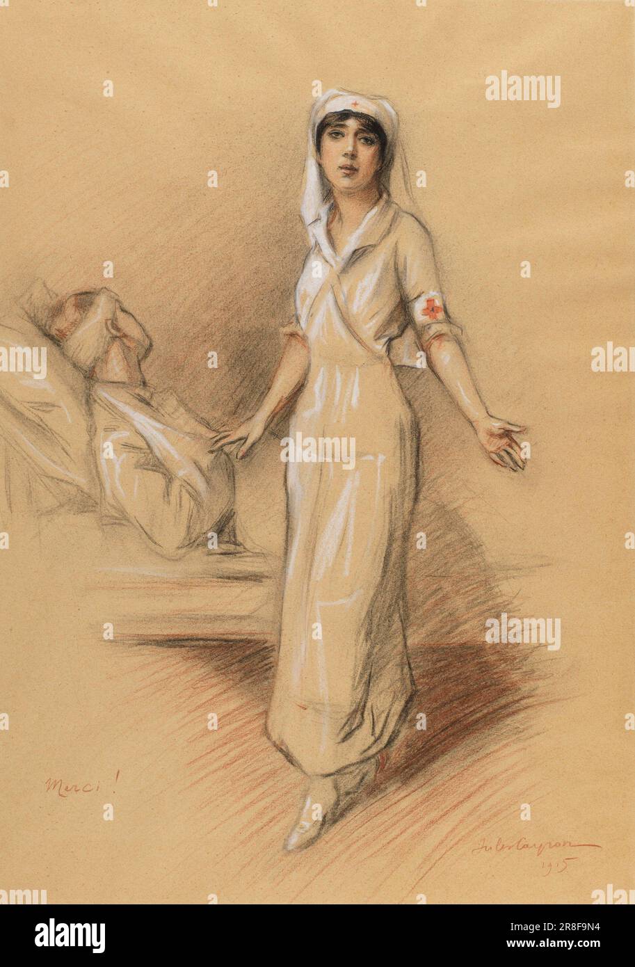 Infermiera e paziente 1915 di Jules Cayron, francese, nato Parigi, Francia 1868-morto 1940 Foto Stock