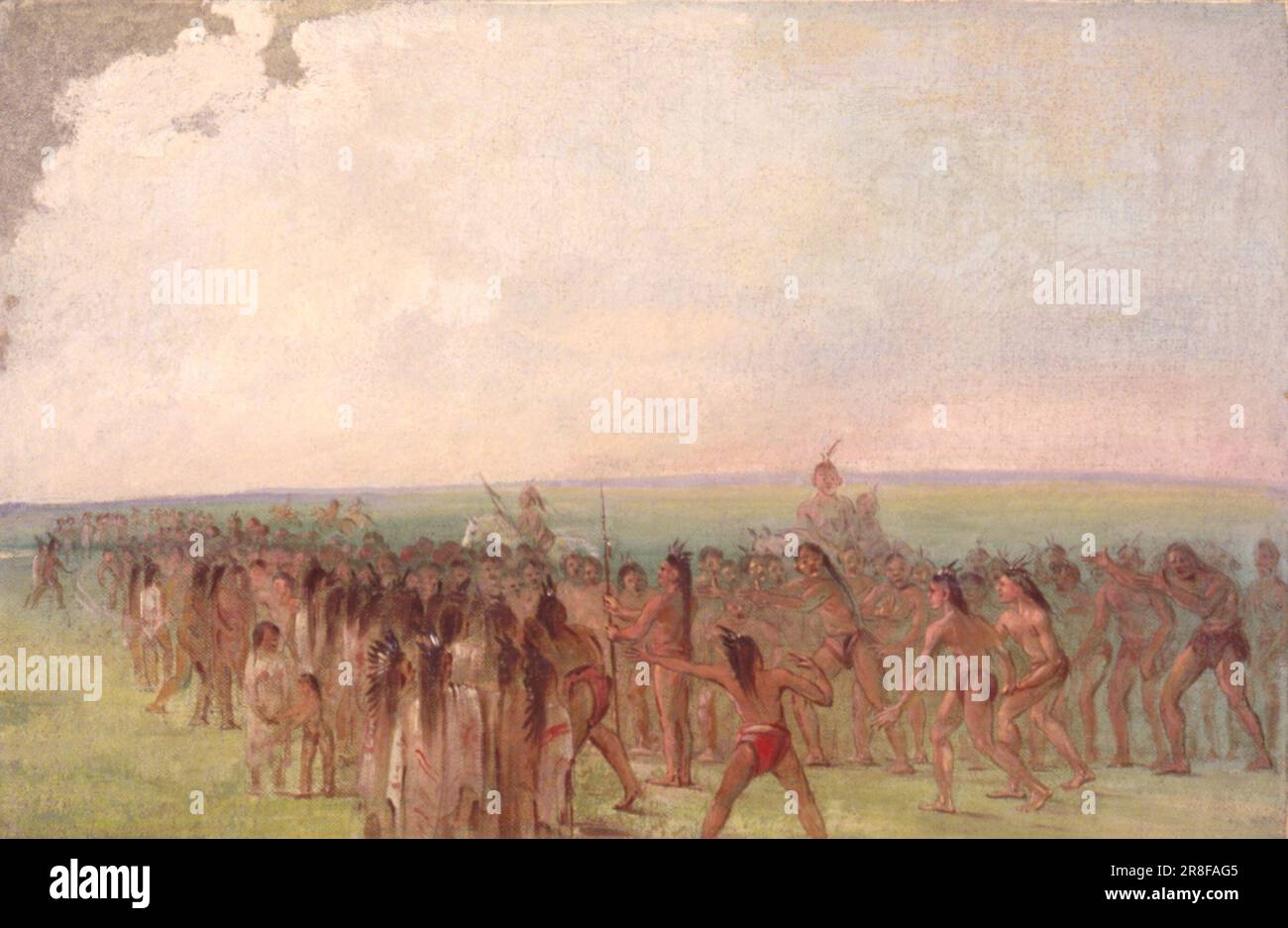 Footrace dietro il Mandan Village 1832-1833 di George Catlin, nato Wilkes-barre, PA 1796-Dead Jersey City, NJ 1872 Foto Stock