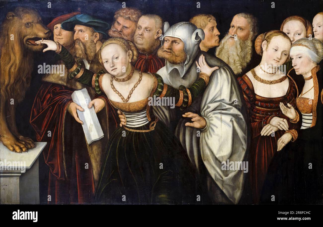 Lucas Cranach il Vecchio e laboratorio, la Fattina della bocca della verità, pittura in olio su legno, 1534 Foto Stock
