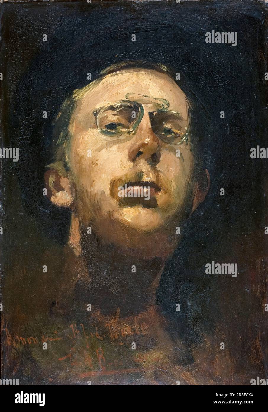 George Hendrik Breitner (1857-1923), Autoritratto con pince-nez, pittura in olio su tavola circa 1882 Foto Stock