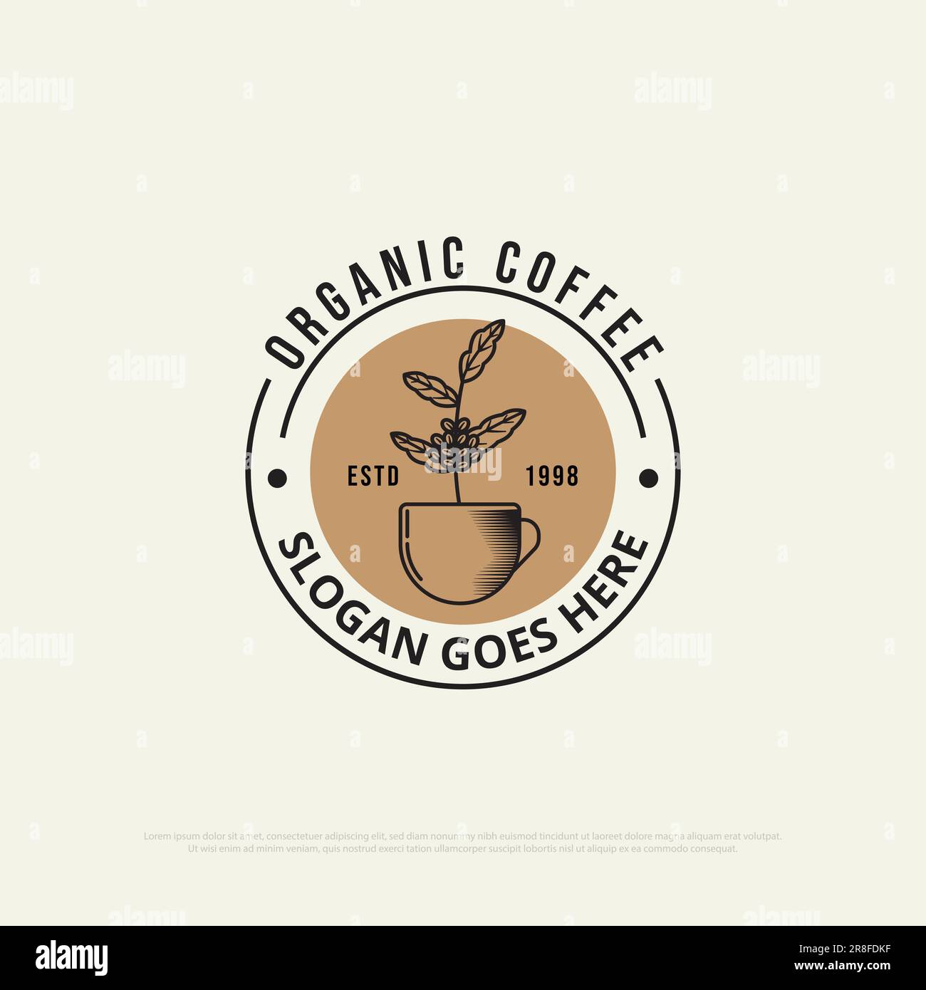 Organic Coffee Bean logo design vettoriale, vintage Coffee shop logo design, cibo e bevande vettore di alta qualità illustrazione Illustrazione Vettoriale