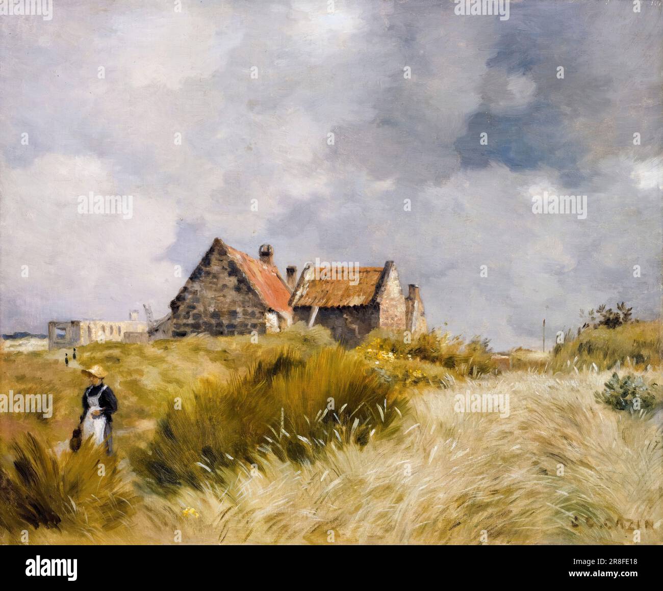 Jean Charles Cazin, Cottage nelle dune, pittura paesaggio in olio su tela, prima del 1901 Foto Stock