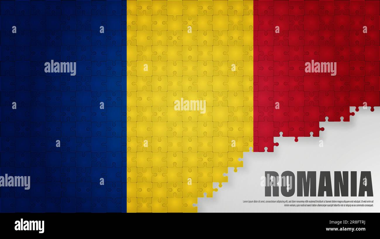 Romania sfondo bandiera jigsaw. Elemento di impatto per l'uso che si desidera fare di esso. Illustrazione Vettoriale