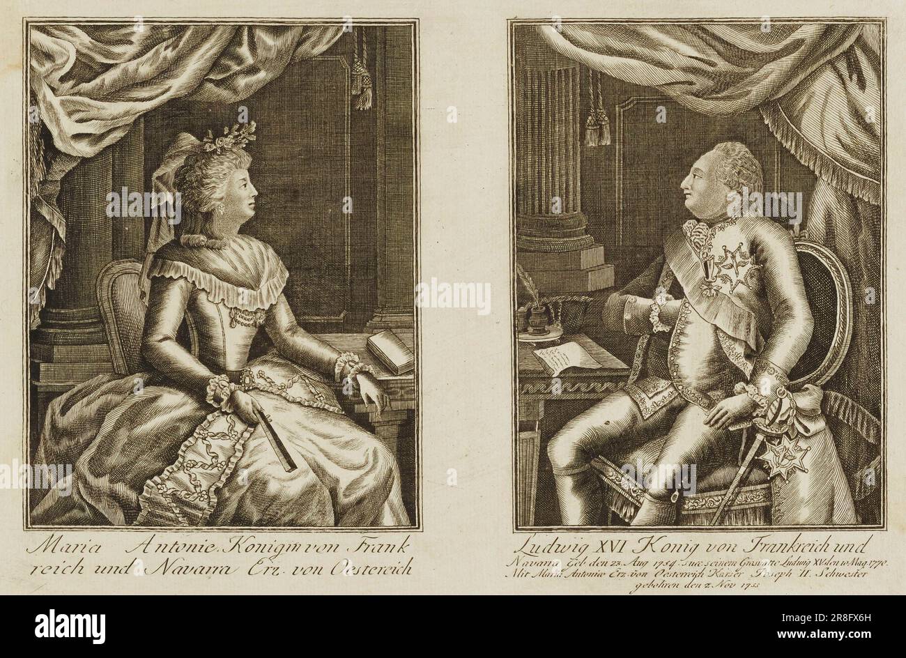 Maria Antonie e Ludwig XVI n.d. di Unidentified (tedesco) Foto Stock