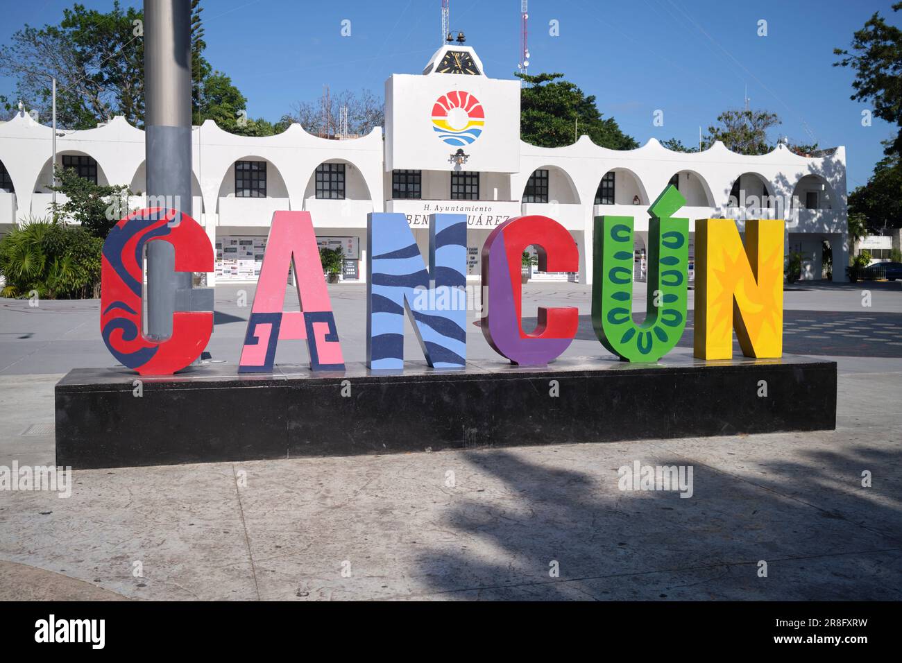 Ayuntamiento Benito Juarez Building nel centro di Cancun Yucatan Messico Foto Stock