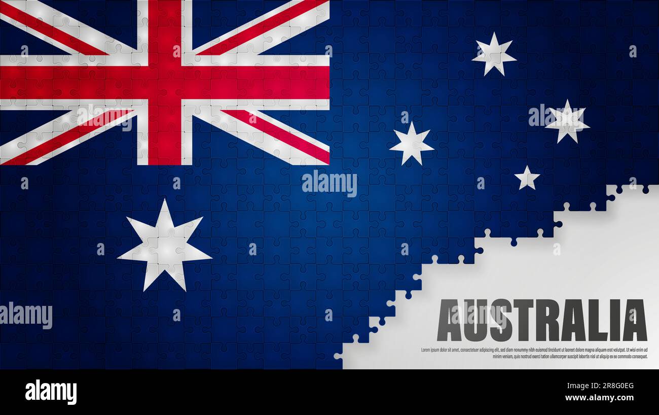 Australia sfondo bandiera jigsaw. Elemento di impatto per l'uso che si desidera fare di esso. Illustrazione Vettoriale