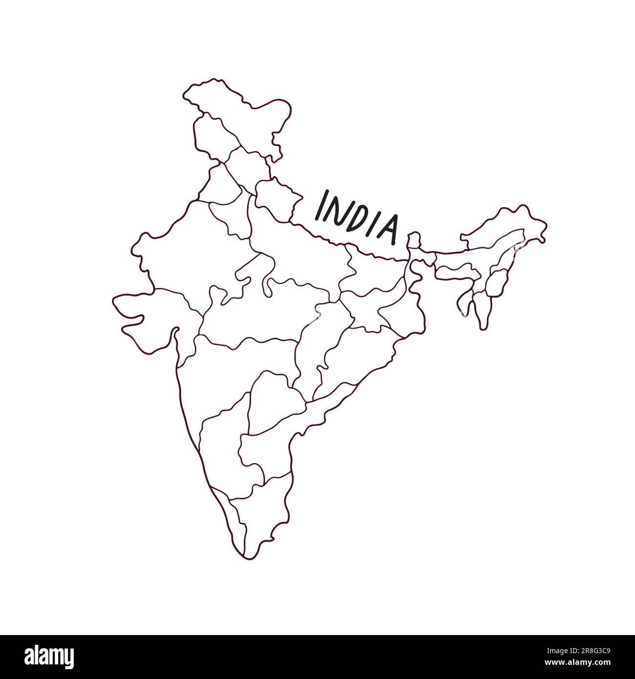 Mappa di doodle disegnata a mano dell'India Illustrazione Vettoriale