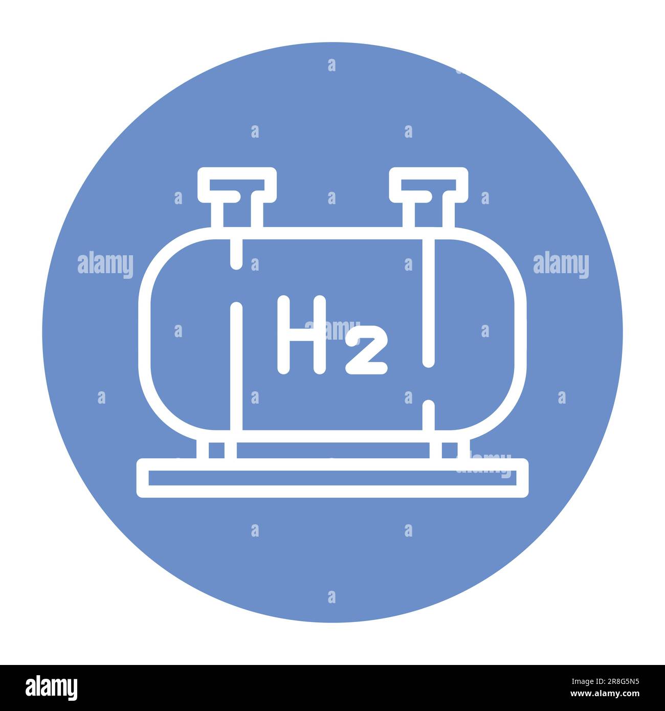Icona a linea colorata H2 dei cilindri di stoccaggio. Energia di idrogeno. Elemento vettoriale isolato. Pittogramma a contorno per pagina web, app mobile, promo Illustrazione Vettoriale