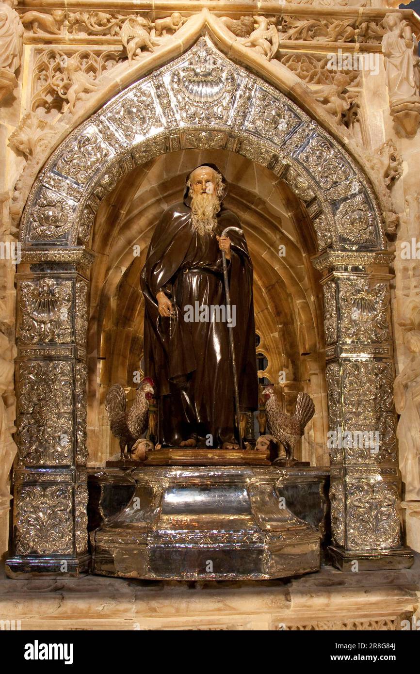 Scultura di Santo Domingo nella Cattedrale, Santo Domingo de la Calzada, la Rioja, Paesi Baschi, Spagna Foto Stock