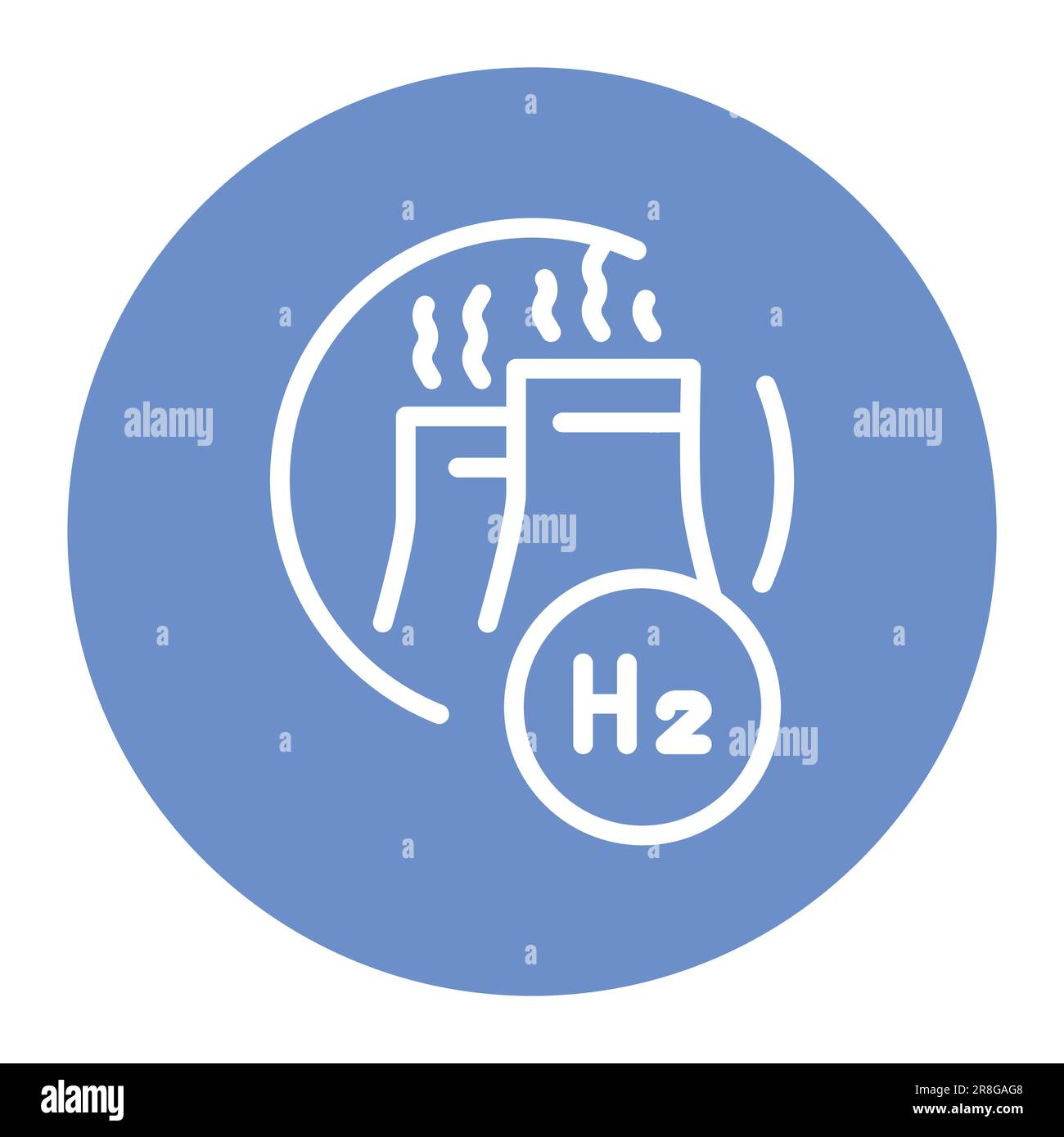 Icona di linea marrone H2. Energia di idrogeno. Elemento vettoriale isolato. Pittogramma a contorno per pagina web, app mobile, promo Illustrazione Vettoriale